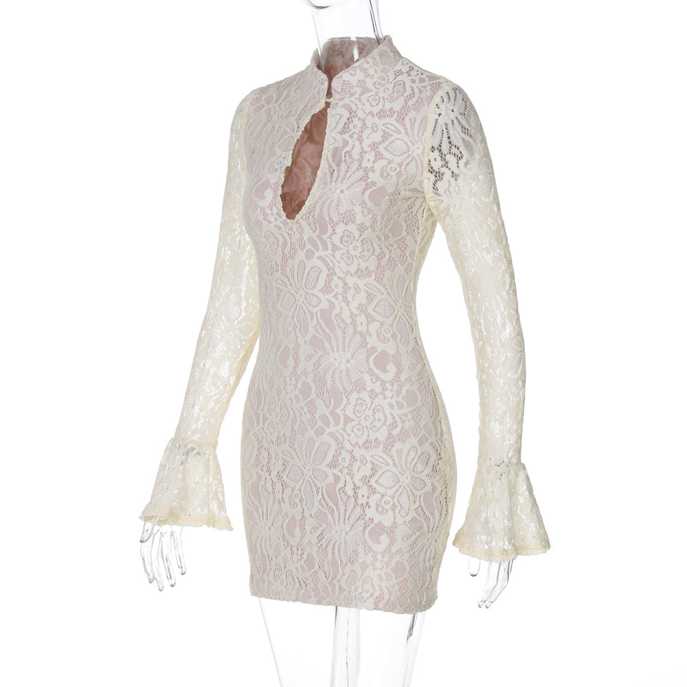 
                  
                    Lace Overlay Keyhole Mini Dress
                  
                