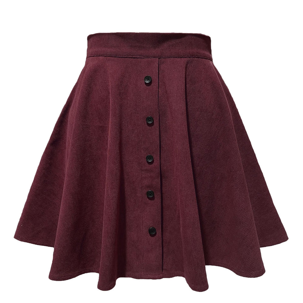 Corduroy Button Skater Skirt