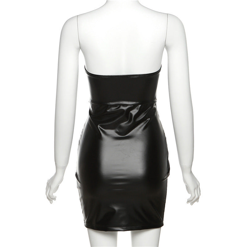 
                  
                    Tube Ruched PU Mini Dress
                  
                