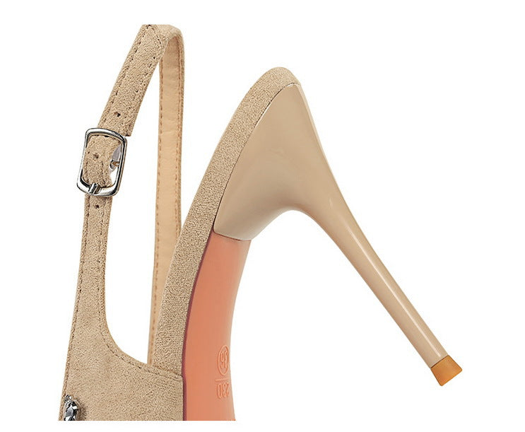 
                  
                    Pointed Toe Rhinestone Shallow Mouth Suede Heels
                  
                