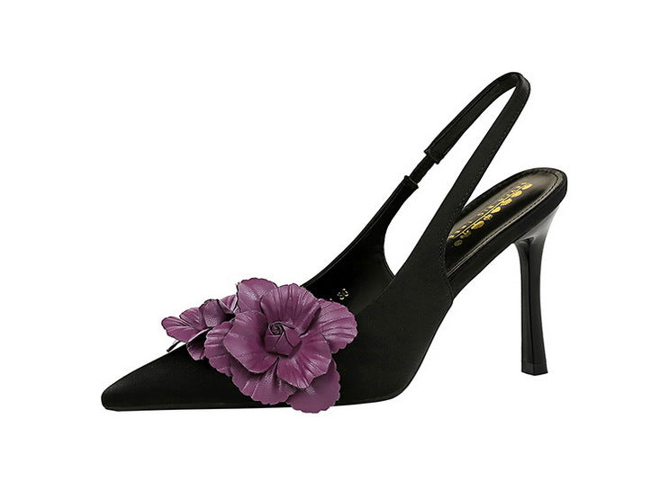 3-D Flower Pointy Toe Heels
