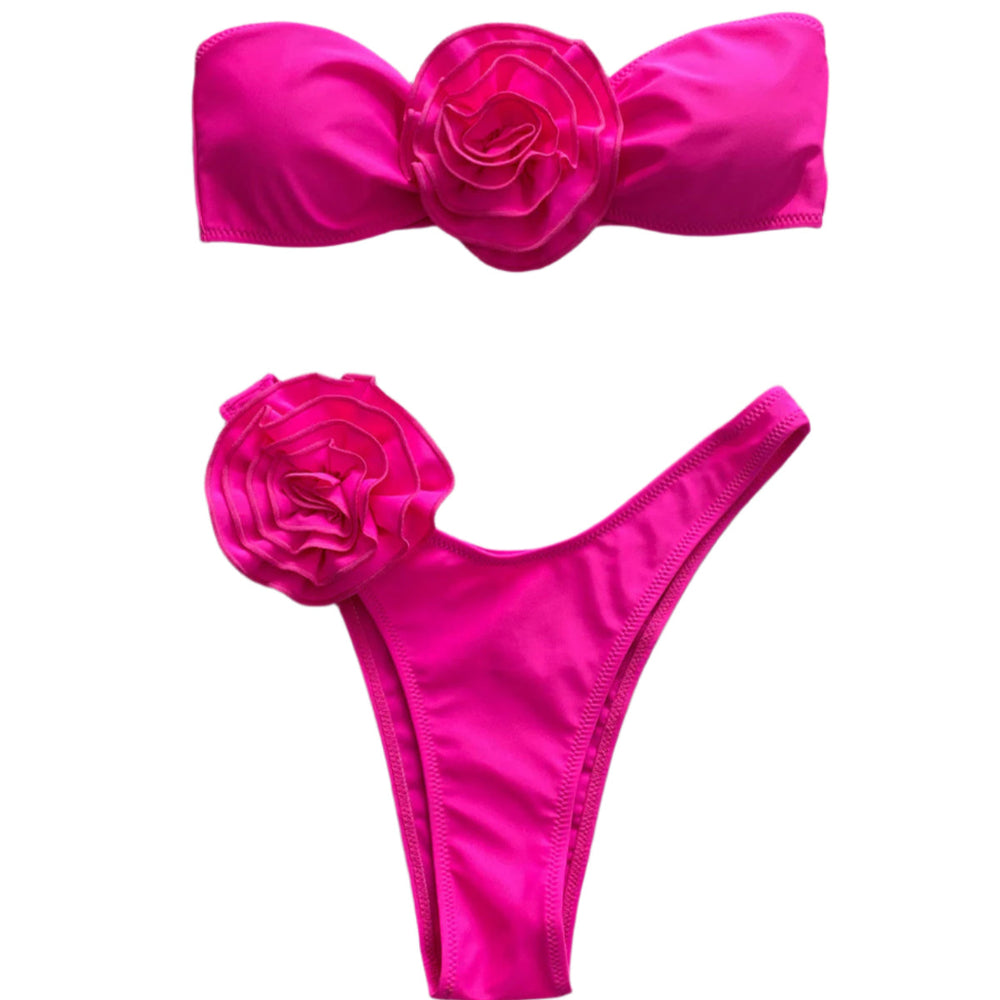 Strapless Rosette Bikini Set