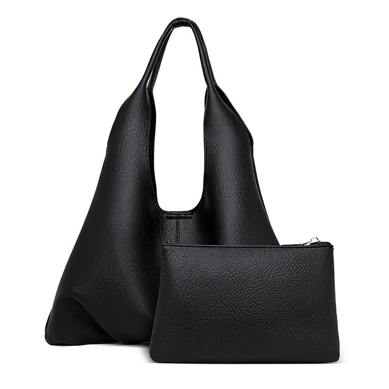 Soft Faux Leather Shoulder Tote Bag