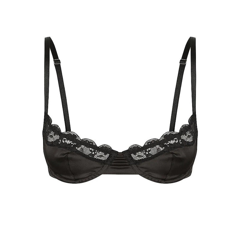 Satin Lace Trim 1/2 Cup Bra