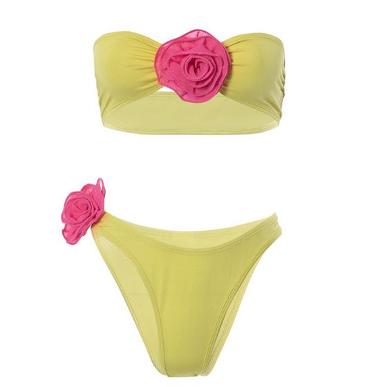 Strapless 3-D Flower Bikini