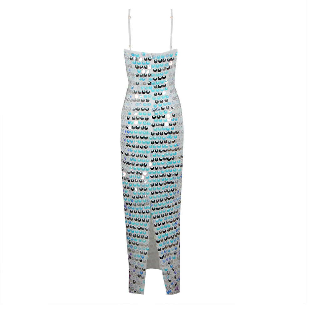 Allover Sequined Cami Strap Maxi Dress