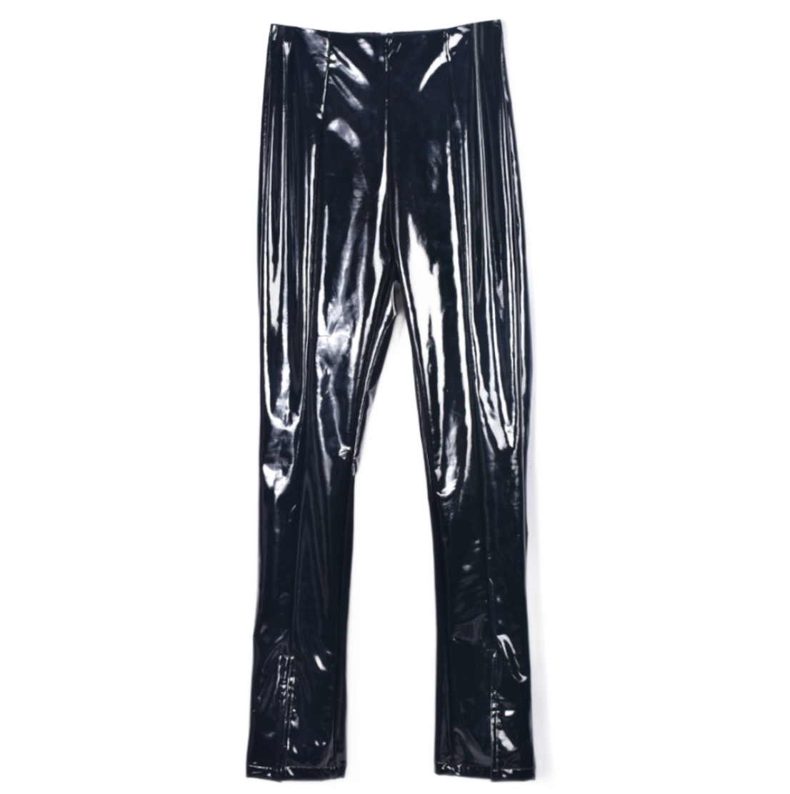 Slit Front High Waist Leather Pants