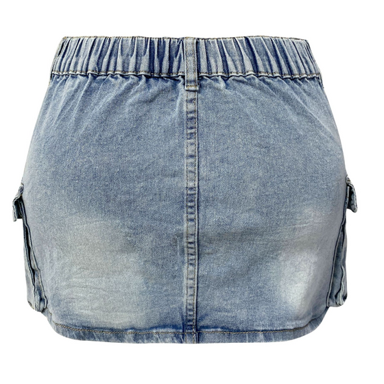 Cargo Pocket Denim Mini Skirt