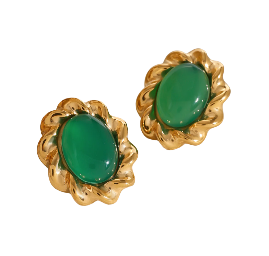 Gemstone Gold Trim Studs