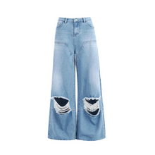  Ultra Wide Leg High Waist Distressed Jeans