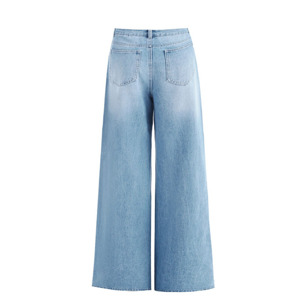 Ultra Wide Leg High Waist Distressed Jeans