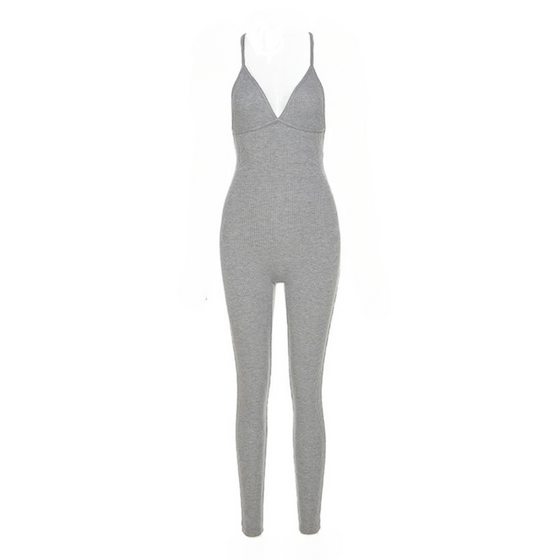 Ribbed Cross Back Jumpsuit