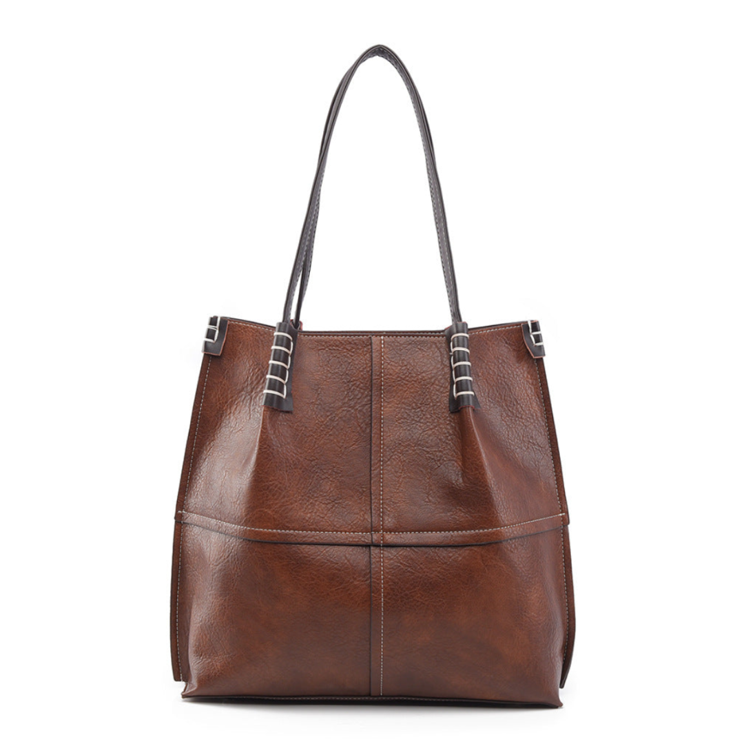 Textured Faux Leather Shopping Tote