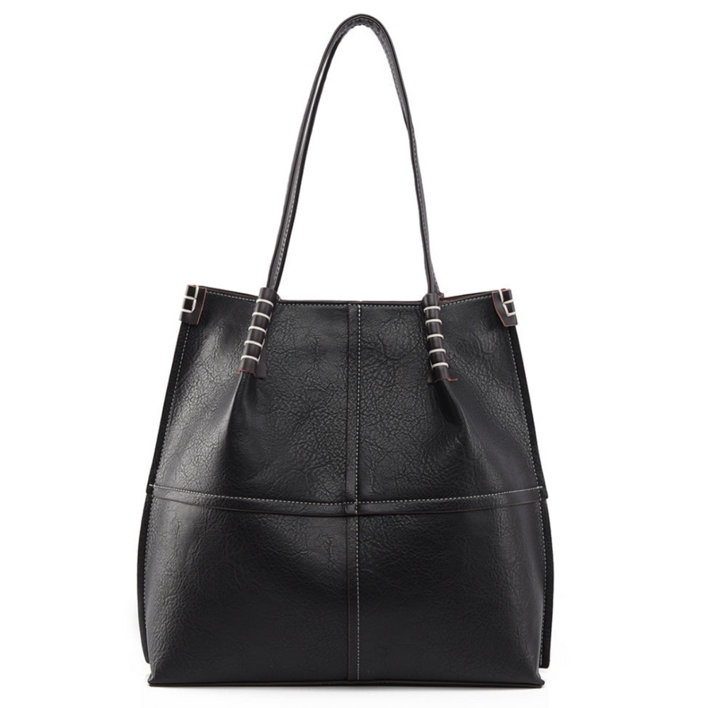 Textured Faux Leather Shopping Tote