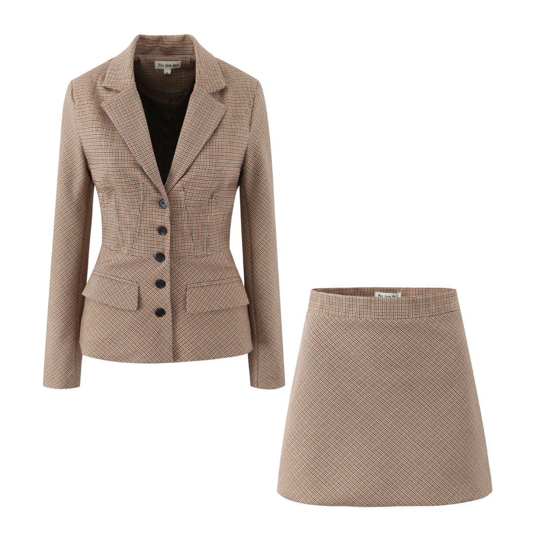 Corset Slim Blazer and Mini Skirt Set