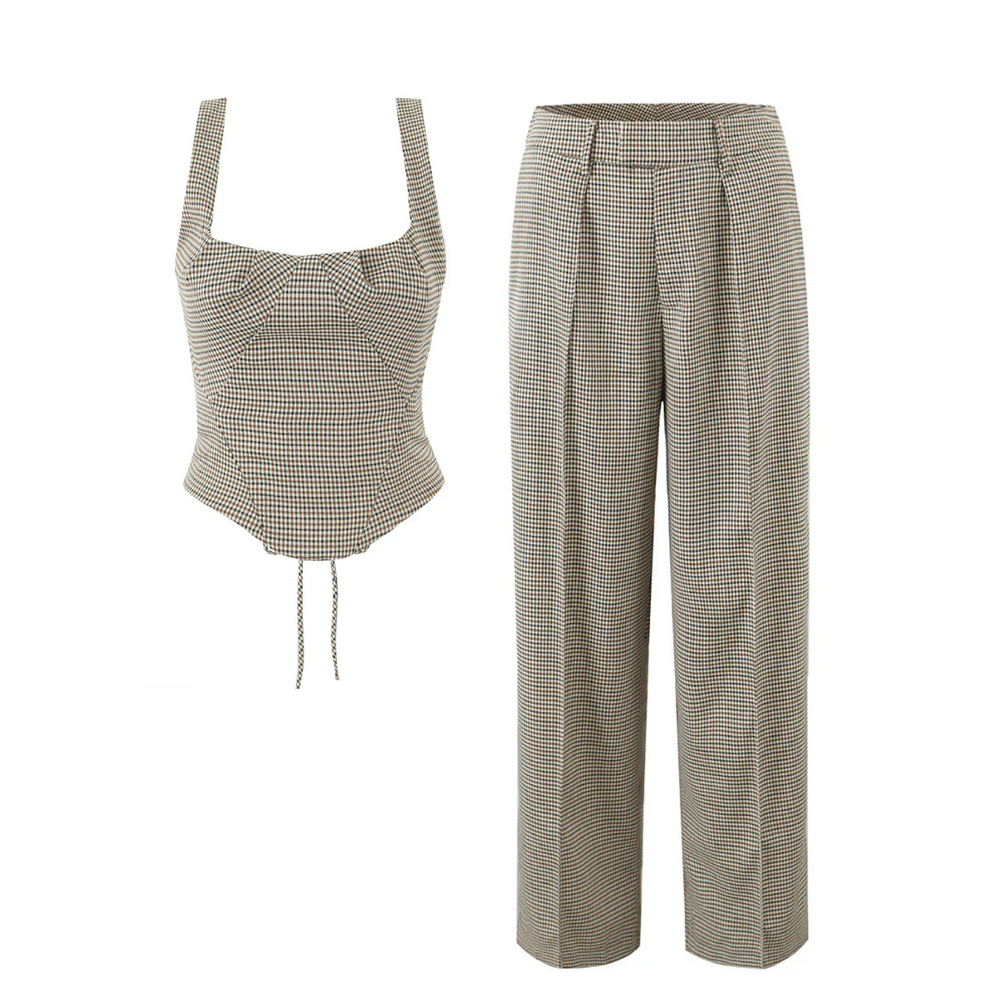 Houndstooth Top and Matching Trouser Set