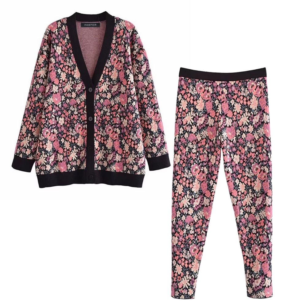 
                  
                    Floral Print Long Sleeve V-Neck and Pants
                  
                