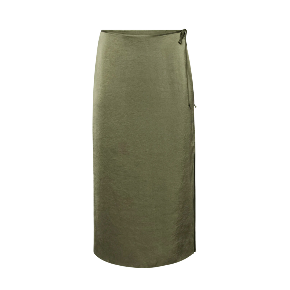 
                      
                        Tied Waist Satin Midi Skirt
                      
                    