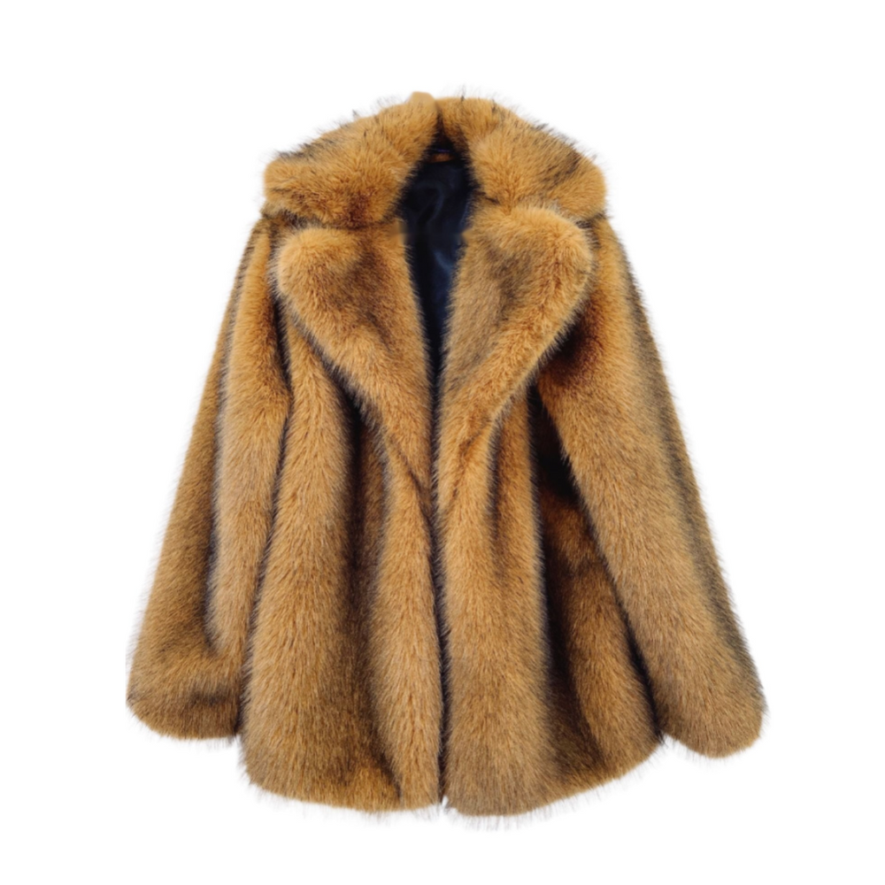 Faux Fur Large Lapel Coat