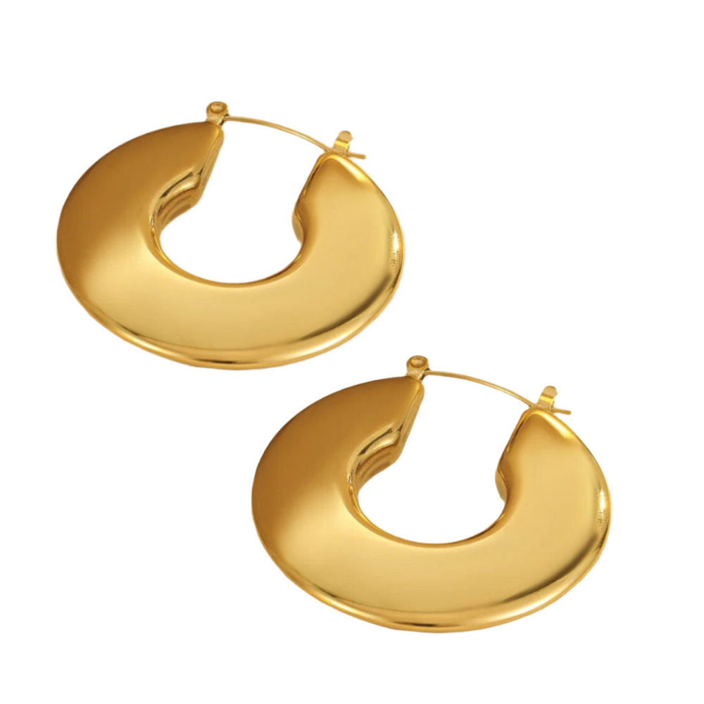 Flat Gold Hoop Earrings