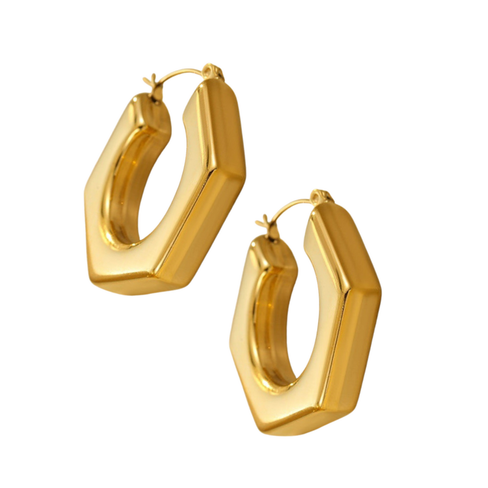 Hexagon Hoop Earrings