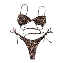  Leopard Print Spaghetti Strap Bikini Set