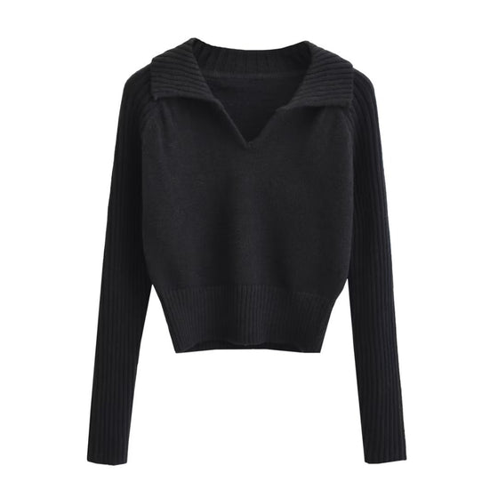 Collared Pullover Ribbed Sweater