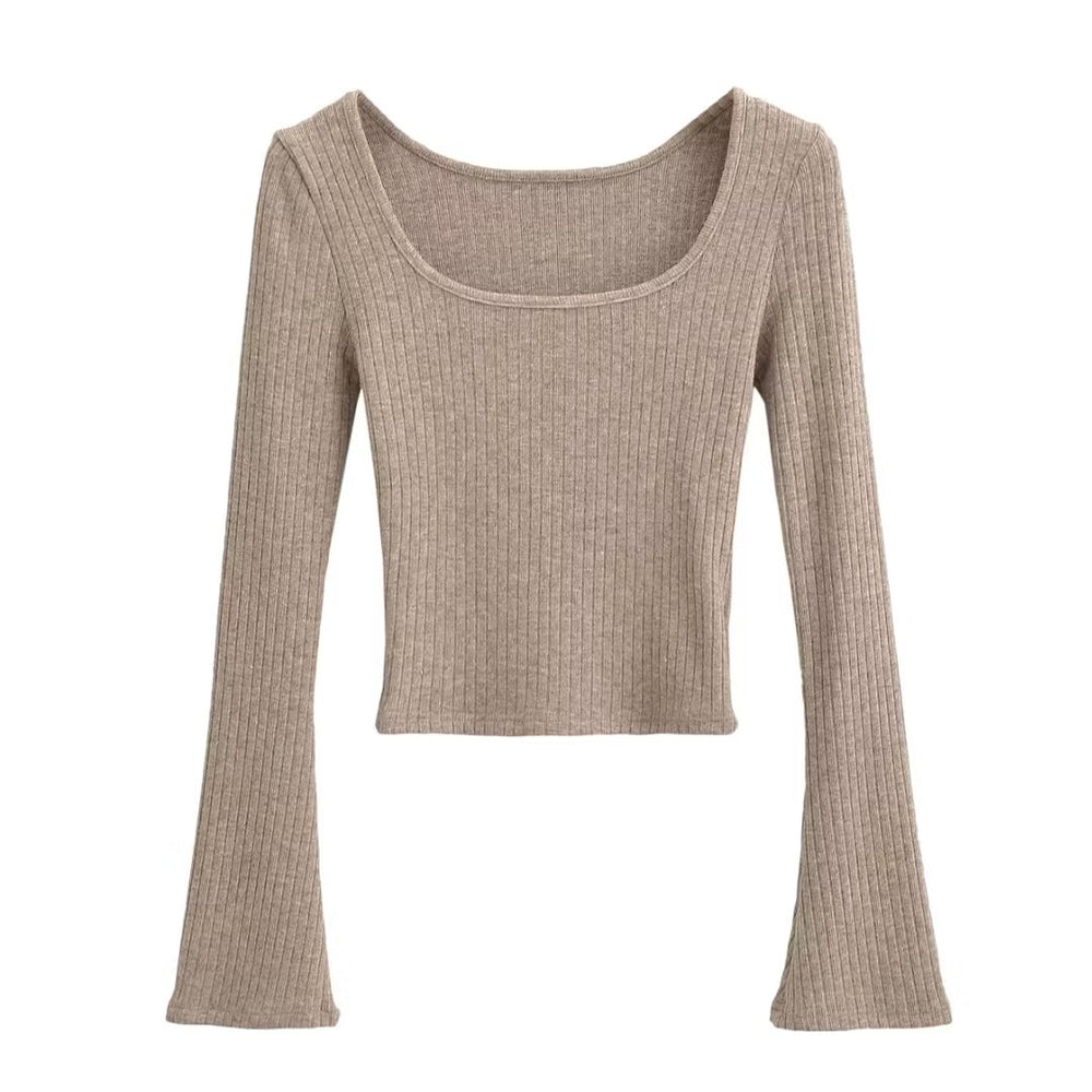 Flare Sleeve Ribbed Sweater