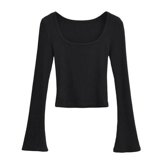 Flare Sleeve Ribbed Sweater