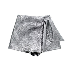  Textured Fabric Bow Waist Shorts