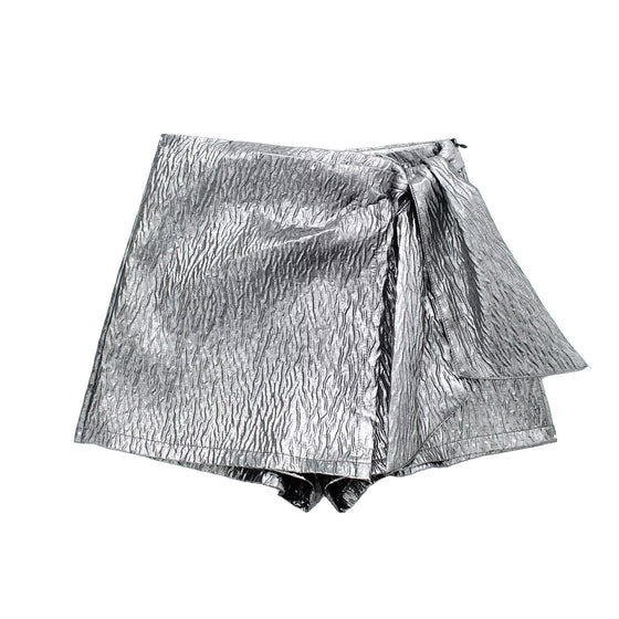Textured Fabric Bow Waist Shorts
