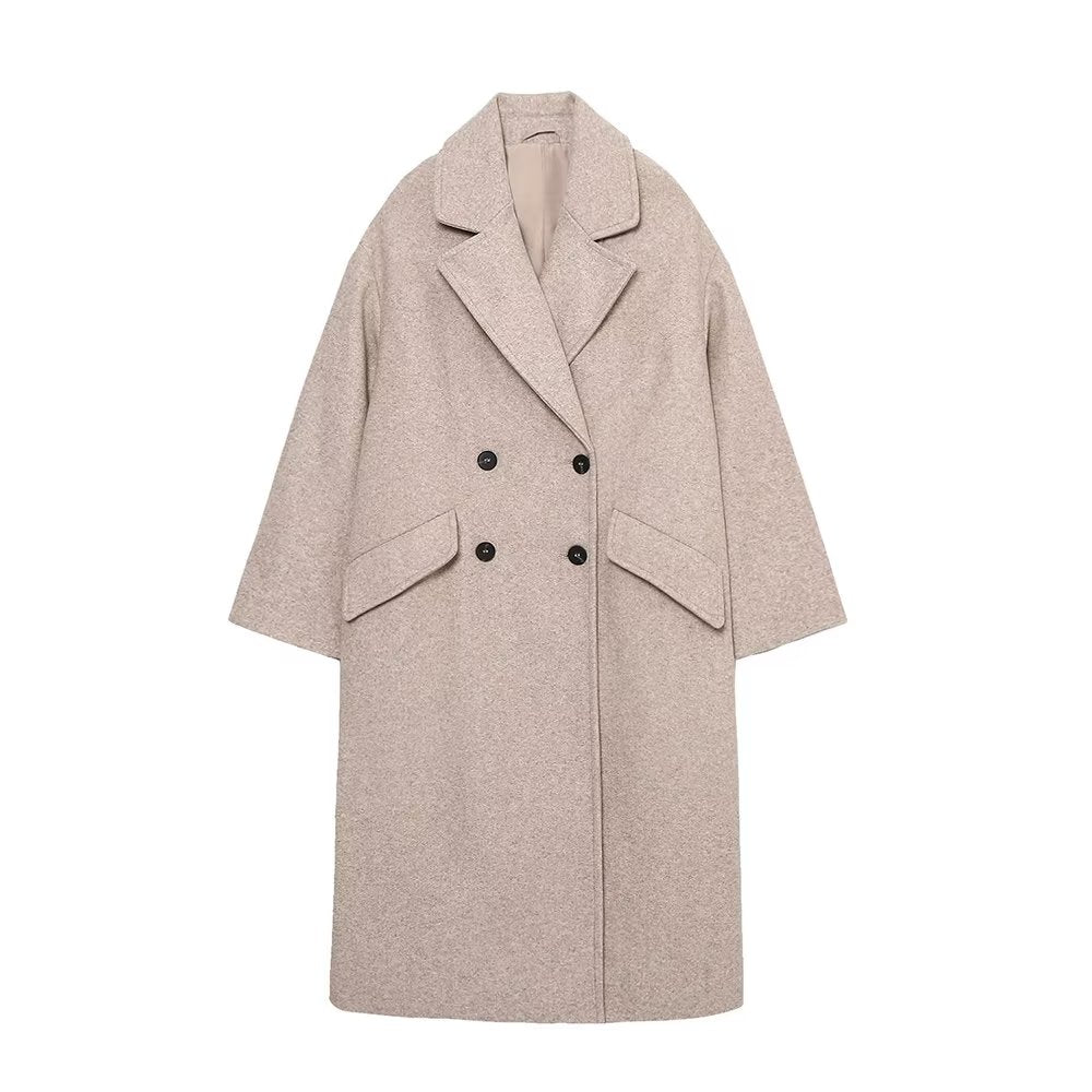 Double Breasted Loose Fitted Full Length Pea Coat