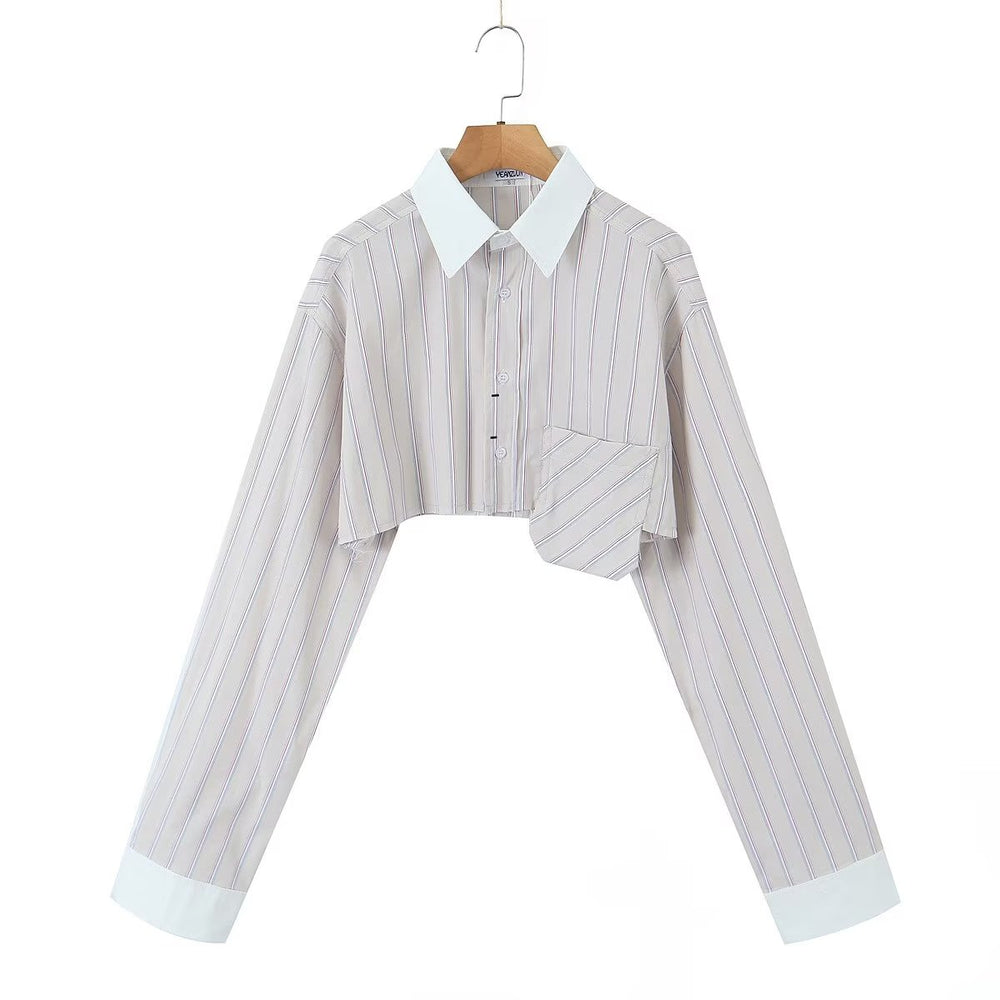 Long Sleeve Button Up Striped Top