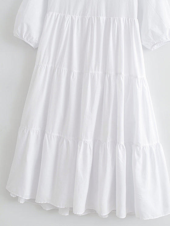 Short Sleeve Tiered A Line Dress