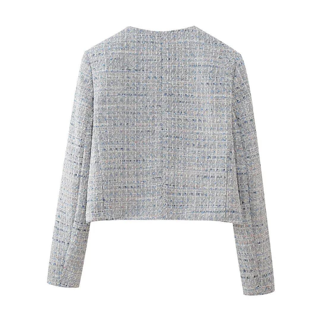 Crewneck Long Sleeve Tweed Jacket