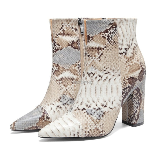 Snake Print Pointed Toe Booties