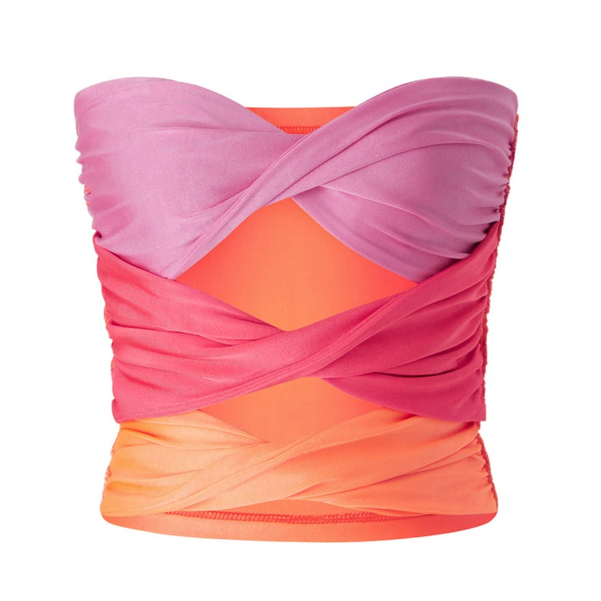 
                      
                        Twist Peek-A-Boo Strapless Top
                      
                    