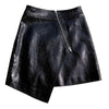 Patent Leather Shiny Asymmetric Mini Skirt