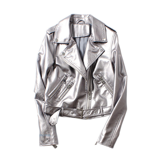 Metallic Motorcycle Leather Jacket