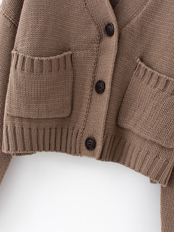 Large Pocket Drop Shoulder Cardigan Sweater