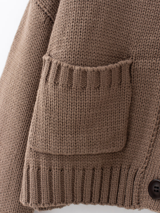 Large Pocket Drop Shoulder Cardigan Sweater