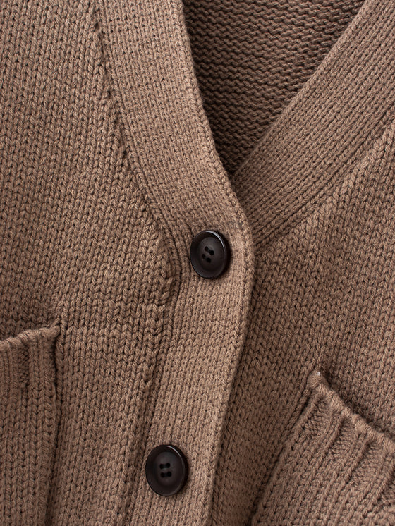 Large Pocket Drop Shoulder Cardigan Sweater