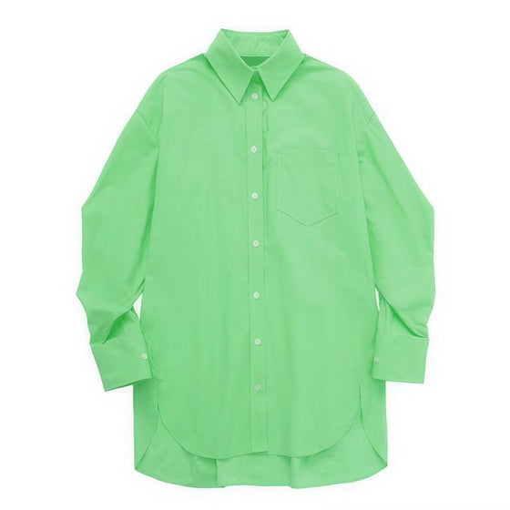 Oversized Solid Button Up Top