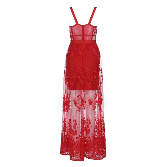 Lace Overlay Maxi Dress