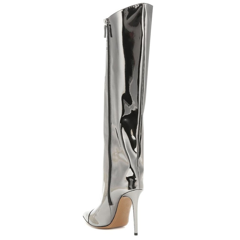 
                  
                    Pointed Toe Metallic High Heel Tall Boots
                  
                