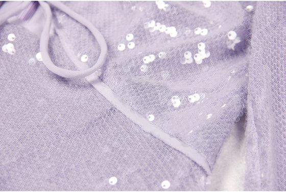 Sequin Long Sleeve Peek-A-Boo Mini Dress