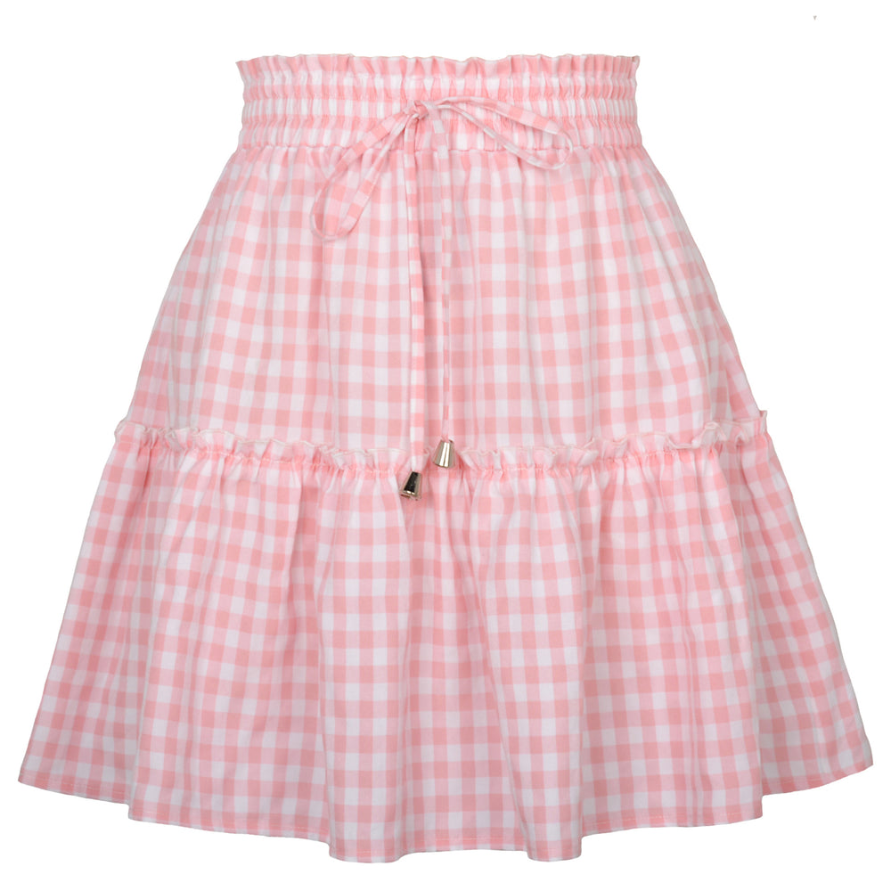 Gingham Print Tiered Mini Skirt