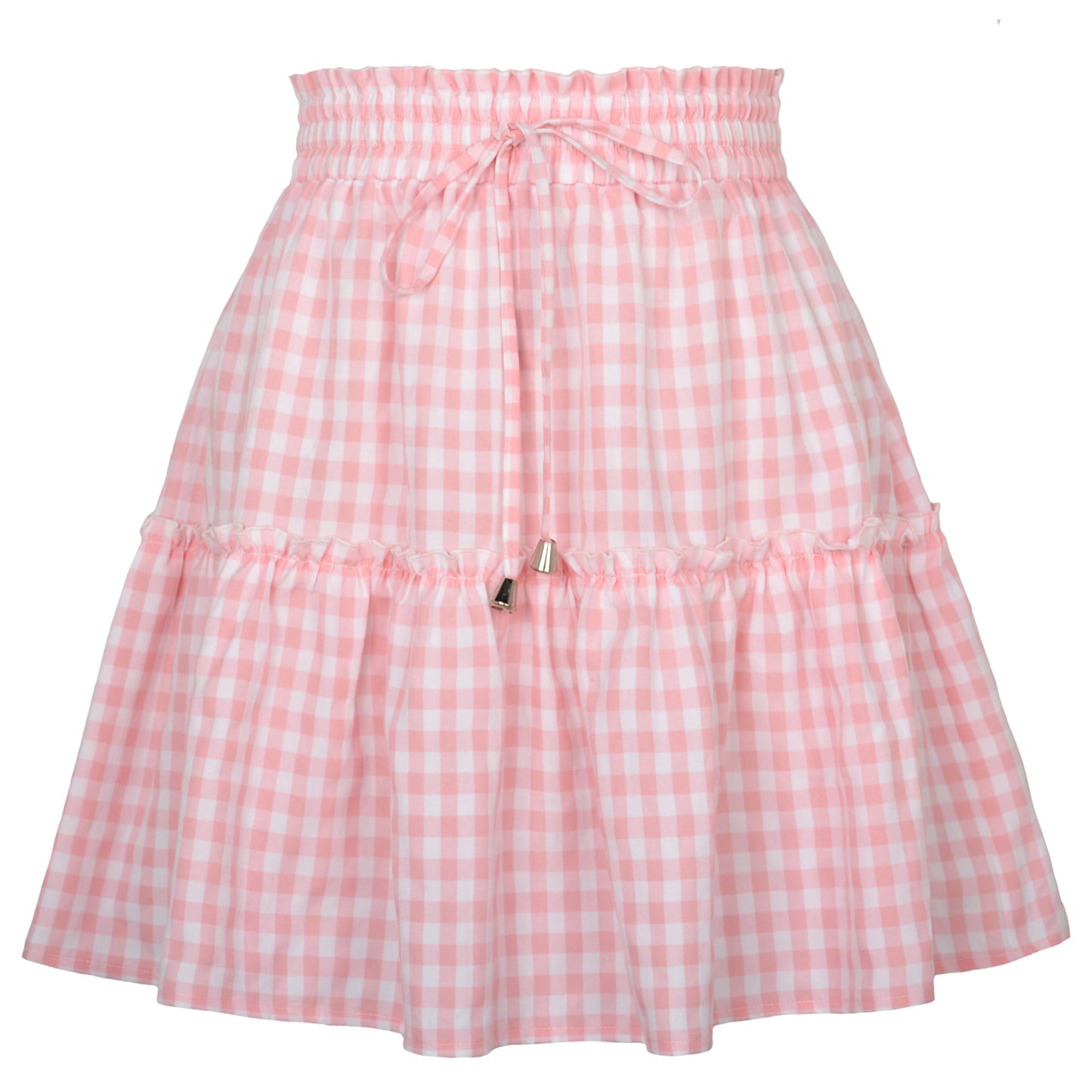 Gingham Print Tiered Mini Skirt