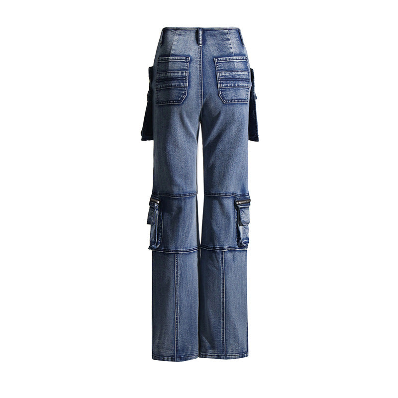 
                  
                    High Waist Denim Large Pocket Jeans
                  
                