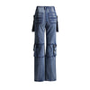 High Waist Denim Large Pocket Jeans